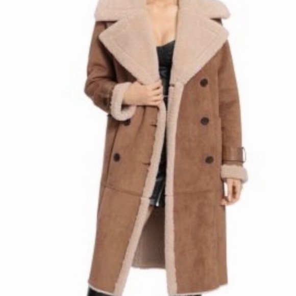 Avec Les Filles Jackets & Blazers - Avec Les Filles Faux Shearling Coat - Brown